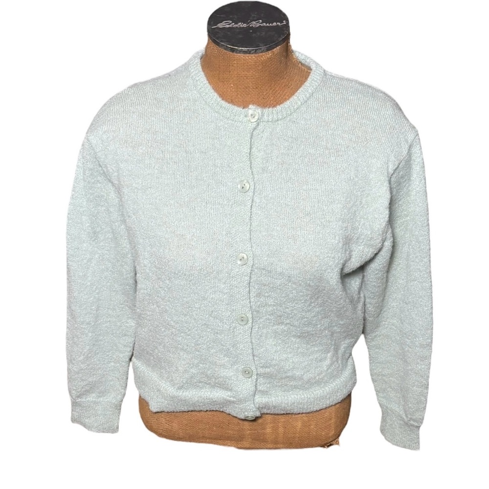 Zara Women's Mint Green Button Up Sweater Size L